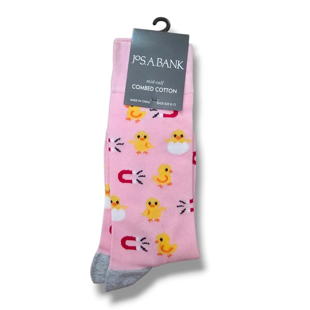 Jos A Bank Chick Magnet Dress Socks Pink Yellow Novelty Mens 8-12